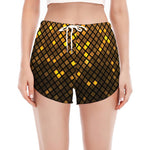Gold Disco Lights Pattern Print Women's Split Running Shorts