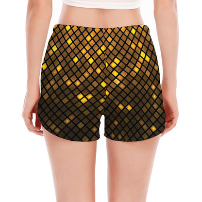 Gold Disco Lights Pattern Print Women's Split Running Shorts