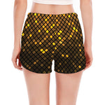 Gold Disco Lights Pattern Print Women's Split Running Shorts