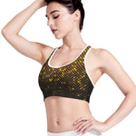 Gold Disco Lights Pattern Print Women's Sports Bra