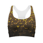 Gold Disco Lights Pattern Print Women's Sports Bra