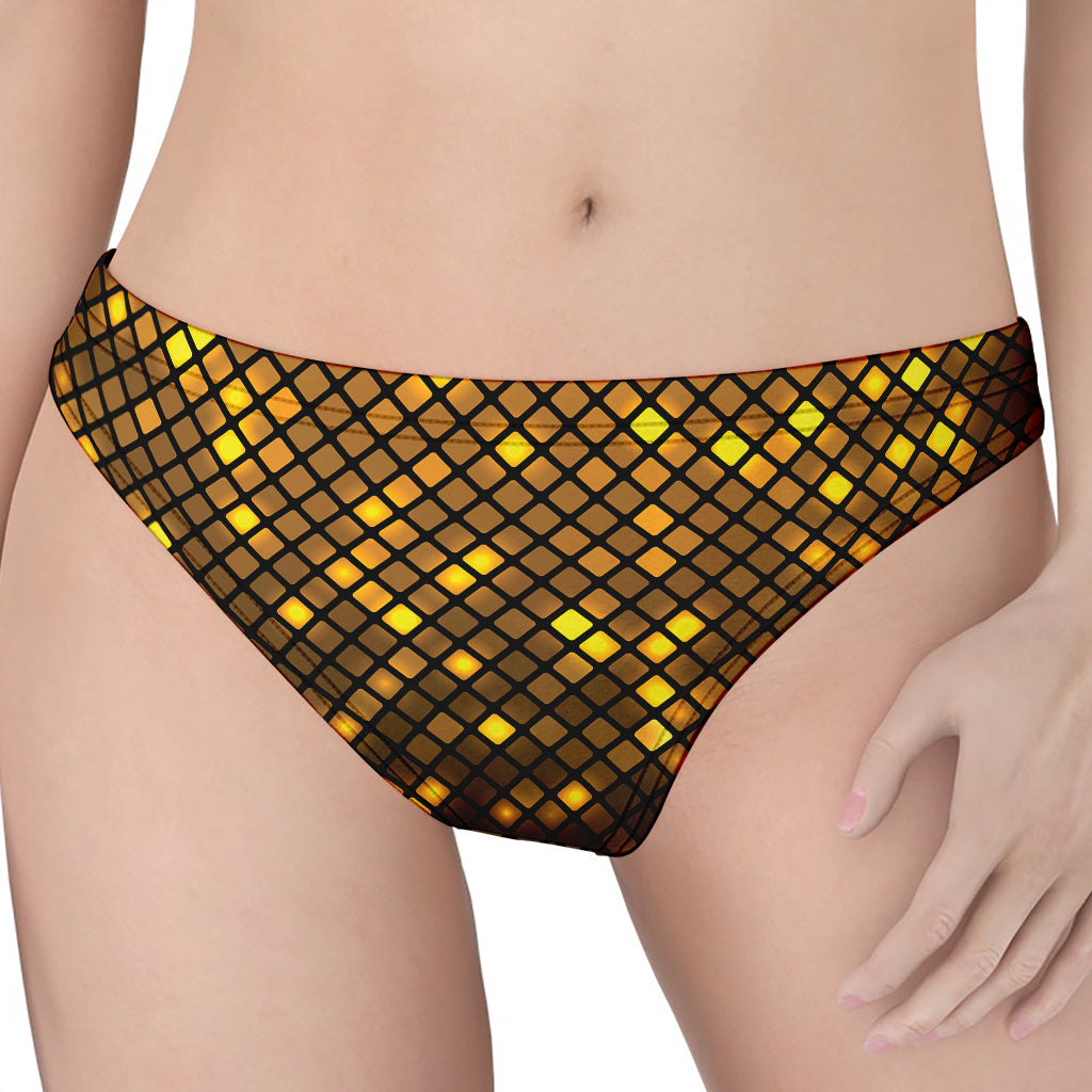 Gold Disco Lights Pattern Print Women's Thong