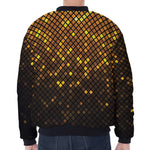 Gold Disco Lights Pattern Print Zip Sleeve Bomber Jacket