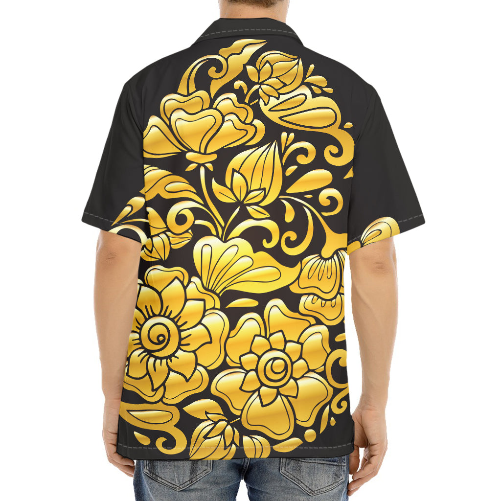 Gold Easter Egg Print Aloha Shirt