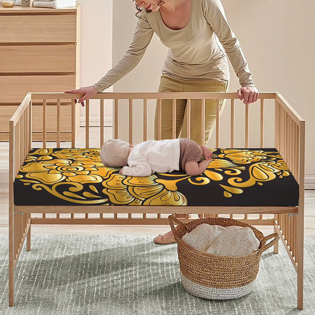 Gold Easter Egg Print Baby Crib Sheet