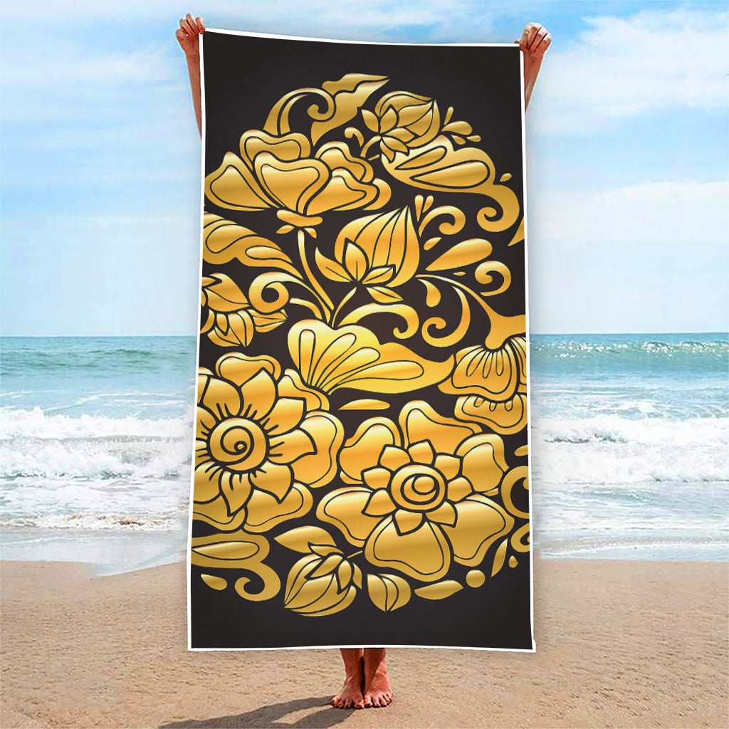 Gold Easter Egg Print Beach Towel