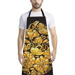 Gold Easter Egg Print Bib Apron With Pocket