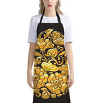 Gold Easter Egg Print Bib Apron With Pocket