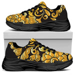 Gold Easter Egg Print Black Chunky Shoes