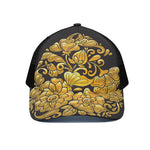 Gold Easter Egg Print Black Mesh Trucker Cap