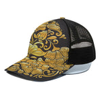 Gold Easter Egg Print Black Mesh Trucker Cap