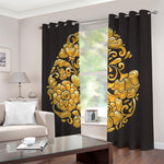 Gold Easter Egg Print Blackout Grommet Curtains