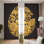 Gold Easter Egg Print Blackout Pencil Pleat Curtains