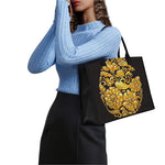 Gold Easter Egg Print Canvas Tote Bag