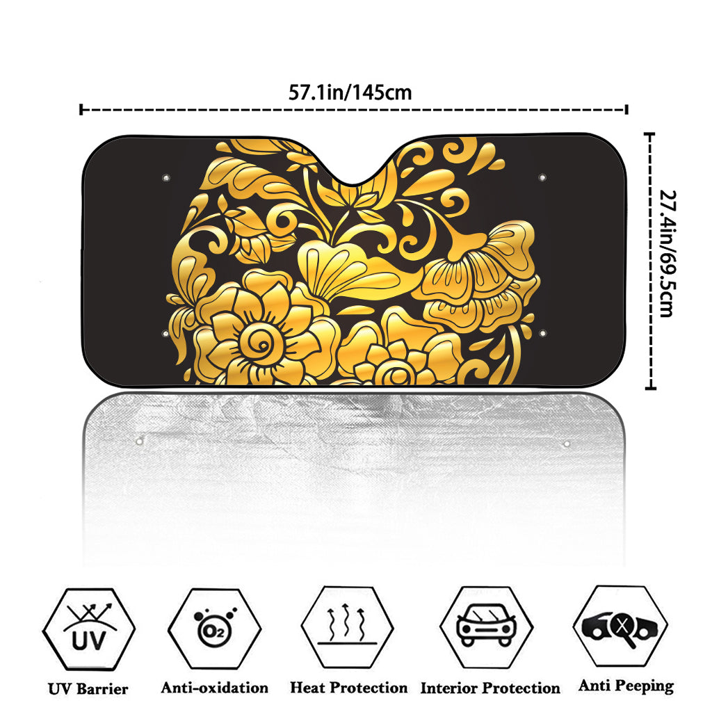 Gold Easter Egg Print Car Windshield Sun Shade