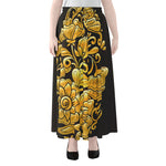Gold Easter Egg Print Chiffon Maxi Skirt