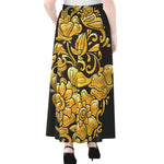 Gold Easter Egg Print Chiffon Maxi Skirt