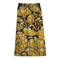 Gold Easter Egg Print Cotton Front Slit Maxi Skirt