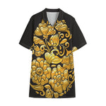 Gold Easter Egg Print Cotton Hawaiian Shirt