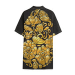 Gold Easter Egg Print Cotton Hawaiian Shirt