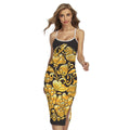 Gold Easter Egg Print Cross Back Cami Dress