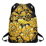 Gold Easter Egg Print Drawstring Backpack