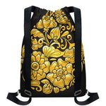Gold Easter Egg Print Drawstring Backpack
