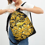 Gold Easter Egg Print Drawstring Backpack