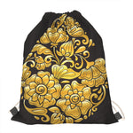 Gold Easter Egg Print Drawstring Bag