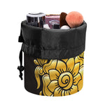 Gold Easter Egg Print Drawstring Makeup Bag