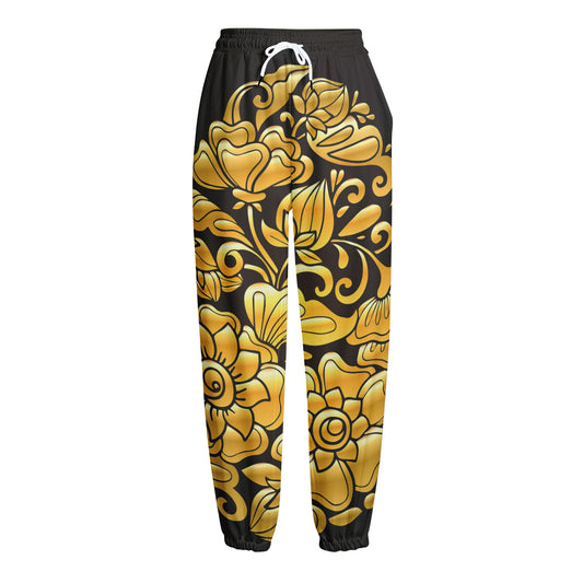 Gold Easter Egg Print Fleece Lined Knit Pants
