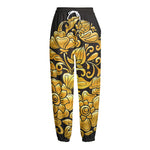 Gold Easter Egg Print Fleece Lined Knit Pants