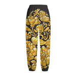 Gold Easter Egg Print Fleece Lined Knit Pants