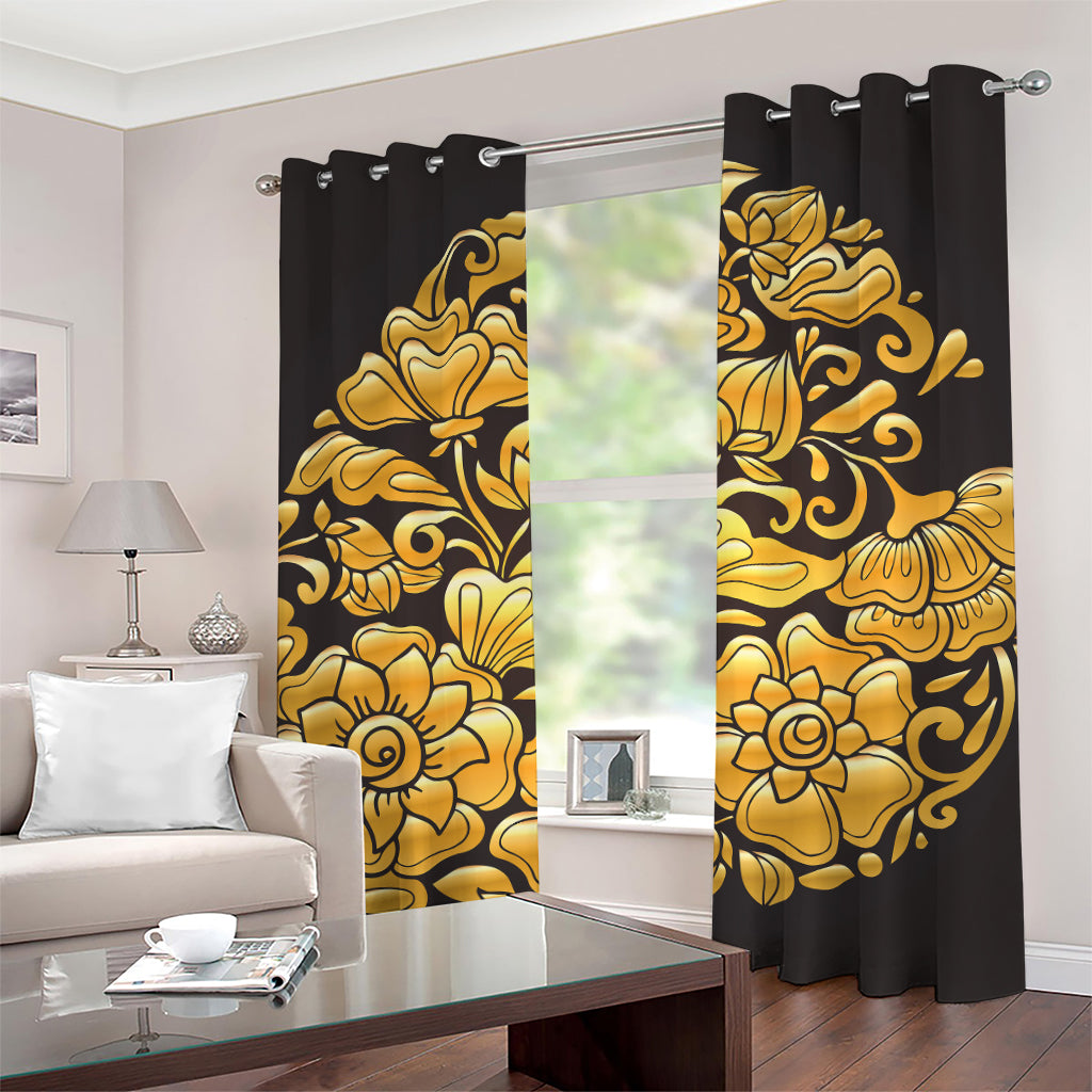 Gold Easter Egg Print Grommet Curtains