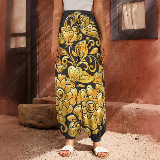 Gold Easter Egg Print Harem Pants