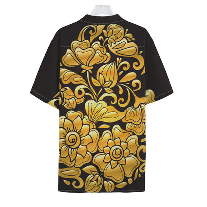 Gold Easter Egg Print Hawaiian Shirt