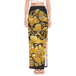 Gold Easter Egg Print High Slit Maxi Skirt