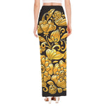Gold Easter Egg Print High Slit Maxi Skirt