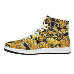 Gold Easter Egg Print High Top Leather Sneakers
