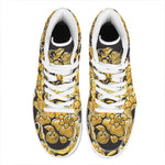 Gold Easter Egg Print High Top Leather Sneakers