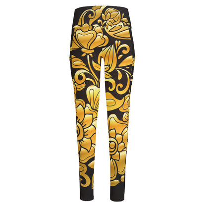 Gold Easter Egg Print High-Waisted Pocket Leggings
