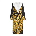 Gold Easter Egg Print Hooded Bathrobe