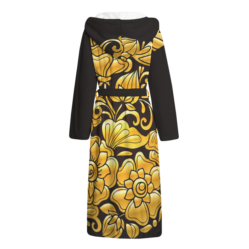 Gold Easter Egg Print Hooded Bathrobe