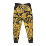 Gold Easter Egg Print Jogger Pants