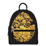 Gold Easter Egg Print Leather Backpack