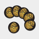 Gold Easter Egg Print Leather Coaster Set