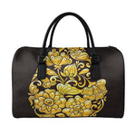 Gold Easter Egg Print Leather Duffle Bag