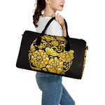 Gold Easter Egg Print Leather Duffle Bag