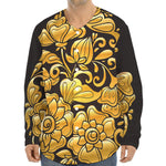 Gold Easter Egg Print Long Sleeve Baseball Jersey