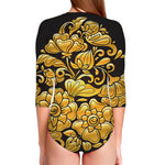 Gold Easter Egg Print Long Sleeve Swimsuit